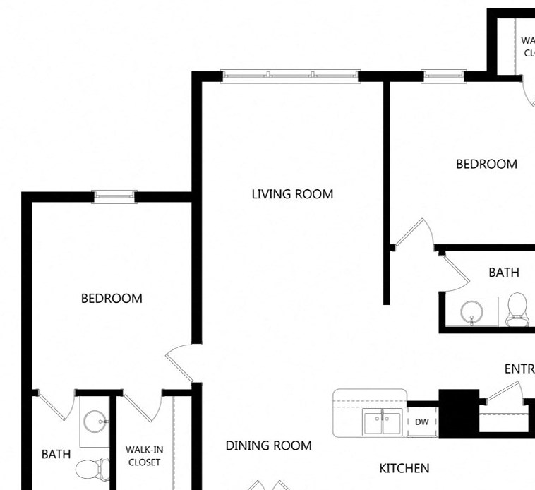 Oaks at New Hope_2 Bedroom Floor Plan